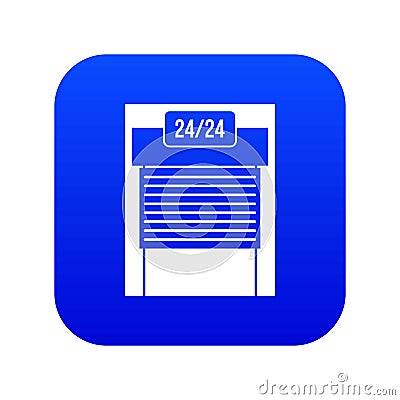 24 hours parking icon digital blue Vector Illustration