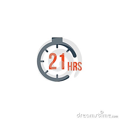 21 hours round timer or Countdown Timer icon. deadline concept. Delivery timer. Stock Vector illustration isolated on white Cartoon Illustration