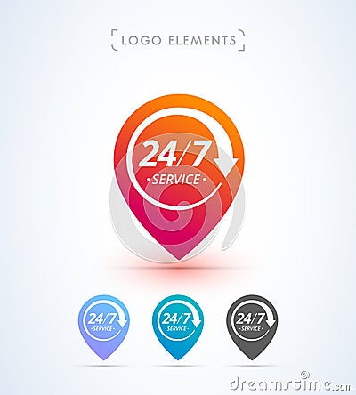 24/7 hours service icon Vector Illustration