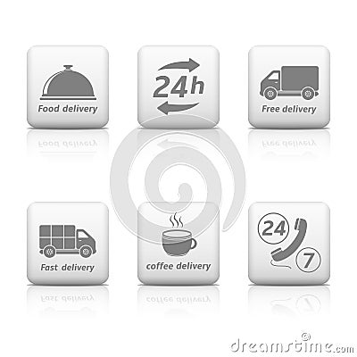 24 Hours Service Icons Vector Illustration