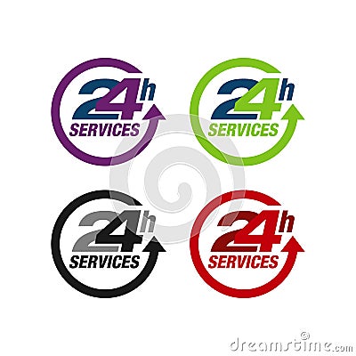 24 hours service sign vector icon day night services button symbol Vector Illustration