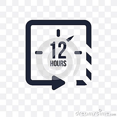 12 hours transparent icon. 12 hours symbol design from Time managemnet collection. Simple element vector illustration. Can be use Vector Illustration