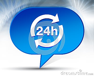 24 hours update icon blue bubble background Stock Photo