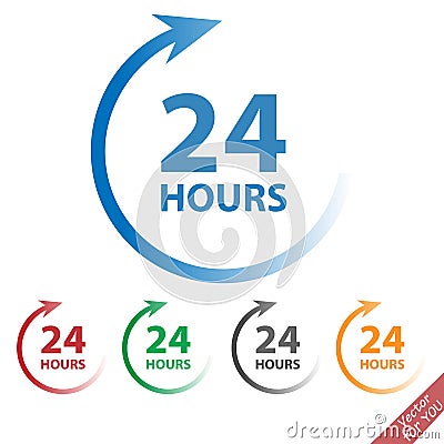 24 hours vector icon set sign Vector Illustration