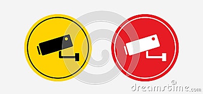 Warning Security notice Under surveillance sign, caution CCTV camera in operation sign vector eps10 Vector Illustration