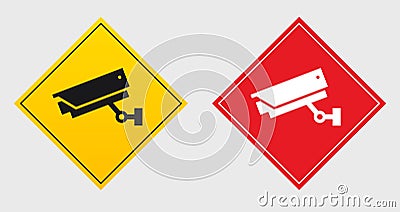 Warning Security notice Under surveillance sign, caution CCTV camera in operation sign vector eps10 Vector Illustration