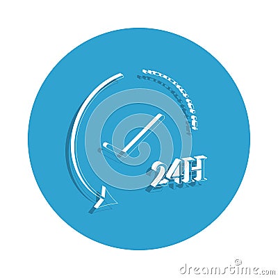 24 hours work icon in badge style. One of cyber security collection icon can be used for UI, UX Stock Photo