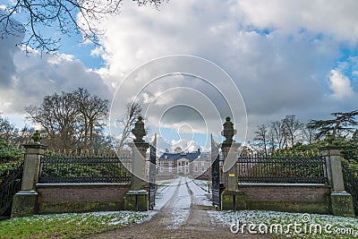 Castle Huize Almelo with access road in Almelo Editorial Stock Photo