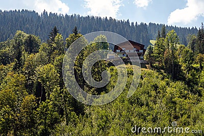 House in the Alps in Austria, living in the mountains Stock Photo