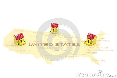 House on a American map. Stock Photo