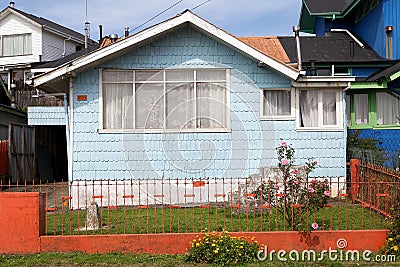 House at Ancud, Chiloe Island, Chile Editorial Stock Photo