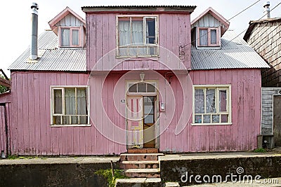 House at Ancud, Chiloe Island, Chile Editorial Stock Photo