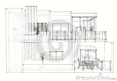 House architectural drawing Stock Photo