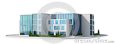 . Luxury mansion with glass windows. 3d rendering Stock Photo