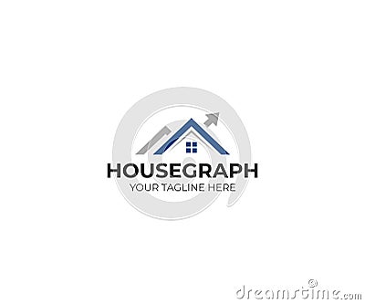 House and arrow graph logo template. Housing market chart vector design Vector Illustration