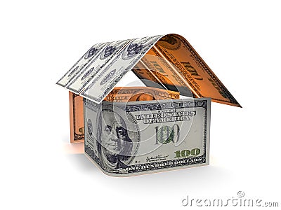 House of banknotes on a white background 3d render Stock Photo