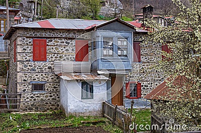 House in the beautiful Milia village, near Metsovo, Greece Stock Photo