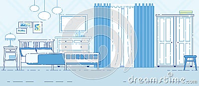 House Bedroom Classic Interior Vector Background Vector Illustration