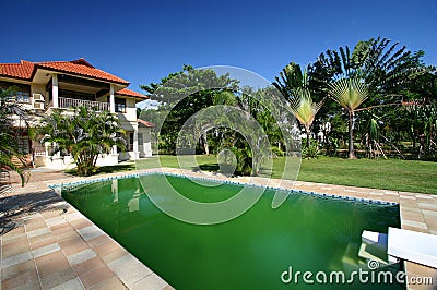 House with big swimming pool Stock Photo