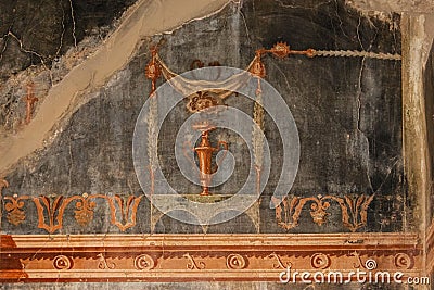 House of the Black Hall. Herculaneum. Naples. Italy Editorial Stock Photo