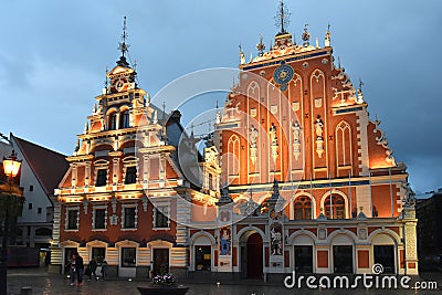 House of the Blackheads in the old town of Riga, Latvia Editorial Stock Photo