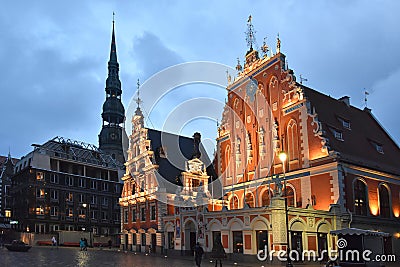 House of the Blackheads in the old town of Riga, Latvia Editorial Stock Photo