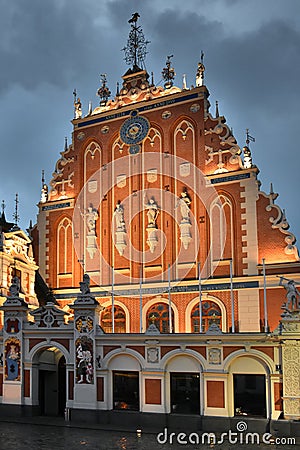 House of the Blackheads in the old town of Riga, Latvia Editorial Stock Photo