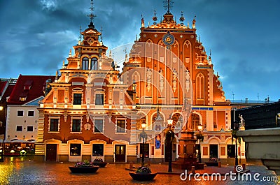 House of the Blackheads in the old town of Riga, Latvia Editorial Stock Photo