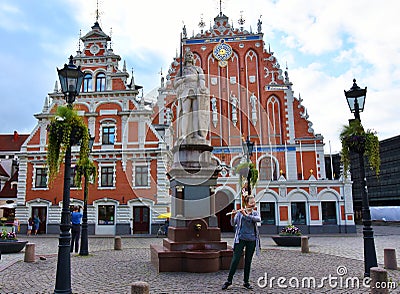 House of the Blackheads in the old town of Riga, Latvia Editorial Stock Photo