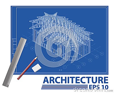 House blueprint. vector illustration Vector Illustration