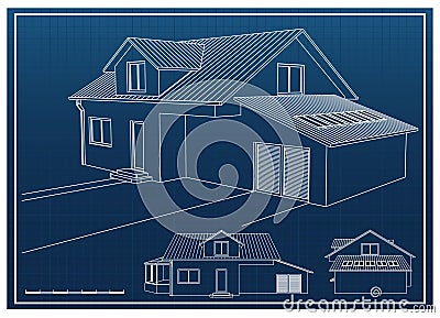 House Blueprint Vector Illustration