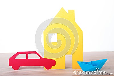 House, Boat and Car Stock Photo