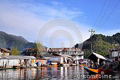 House Boat village, Kashmir Stock Photo