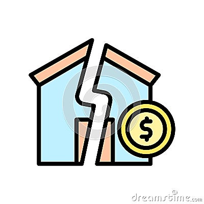 house broken icon. Simple color with outline vector elements of bankruptcy icons for ui and ux, website or mobile application Stock Photo