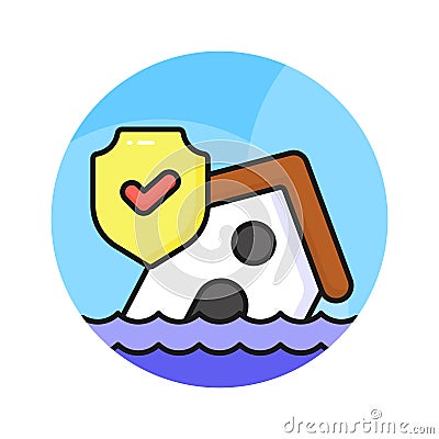 House building floating on water, denoting concept icon of natural disaster, vector of flood Vector Illustration