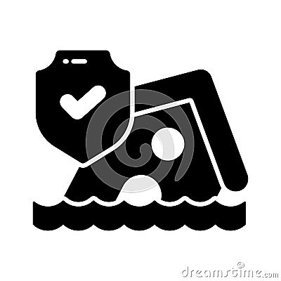 House building floating on water, denoting concept icon of natural disaster, vector of flood Vector Illustration