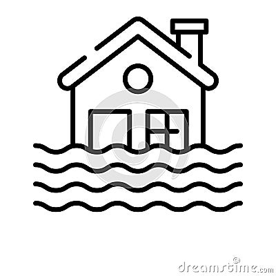 House building floating on water, denoting concept icon of natural disaster, vector of flood Vector Illustration