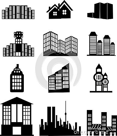 House and building icons Stock Photo