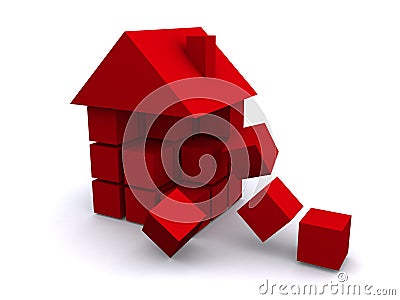 House building in red Stock Photo