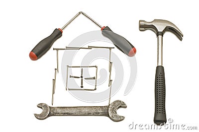 House from building tools Stock Photo