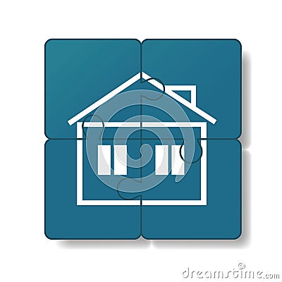 The house is built of puzzles. Vector Illustration