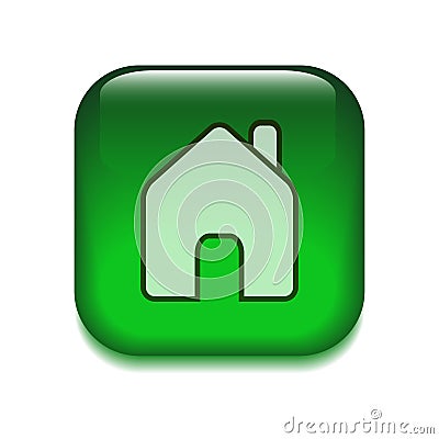 House button icon. Glossy home button icon isolated on white background Cartoon Illustration