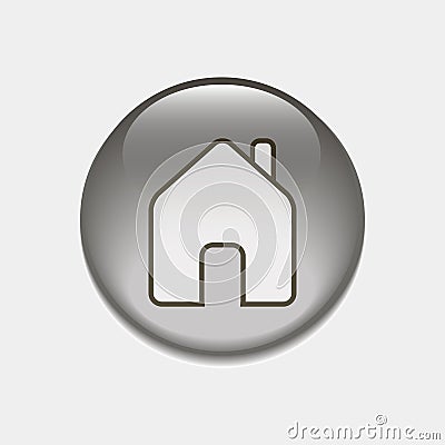 House button icon. Glossy home button icon isolated on white background Cartoon Illustration