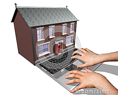 House-buying on the Internet Stock Photo