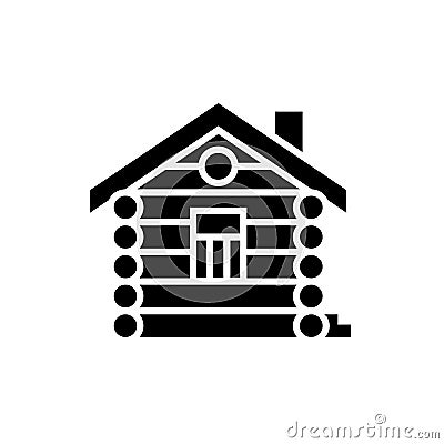 House - cabin - wood house icon, vector illustration, black sign on isolated background Vector Illustration