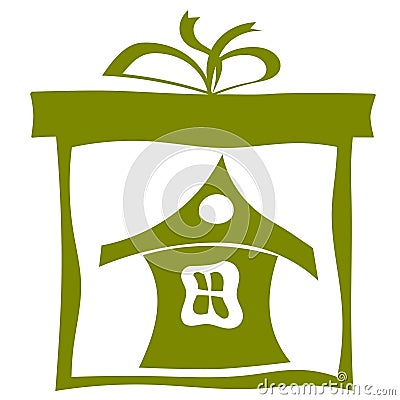 House in a cardboard box. eps10 Vector Illustration