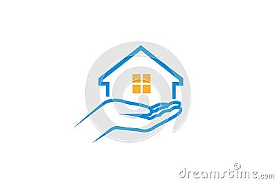 House Care Holding Hand logo Vector Design Illustration Vector Illustration