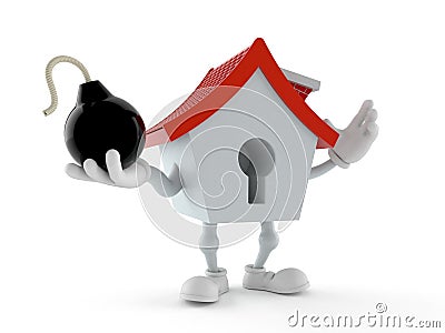 House character holding bomb Cartoon Illustration