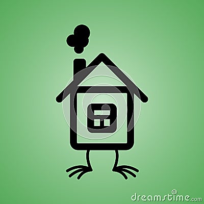 House with chicken feet icon on isolated green background. Vector element for your design. Vector Illustration