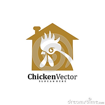 House Chicken logo design vector template, Rooster illustration, Symbol icon Vector Illustration